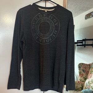 Burberry Charcoal Logo Long Sleeve Men's Tee